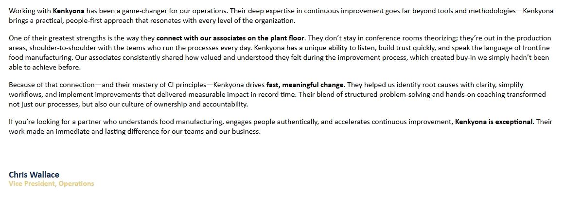 crown bakeries testimonial